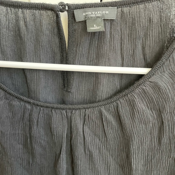 Ann Taylor Black blouse long sleeve merino wool and silk Sz L - Picture 3 of 8